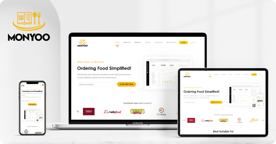 online food ordering app interface on a different device